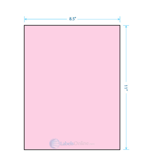 8.5" x 11" Barcode Labels - 1 up; No Back Slit - Pastel Pink