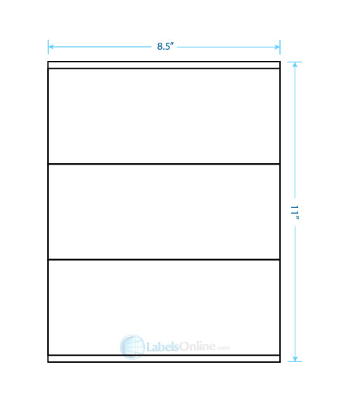 8.5" x 3.5" - 3 up - White Polyester