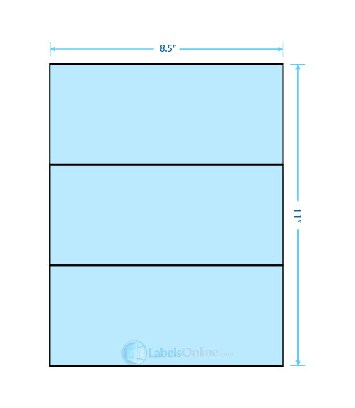 8.5" x 3.666" - 3 up - Pastel Blue (Laser)