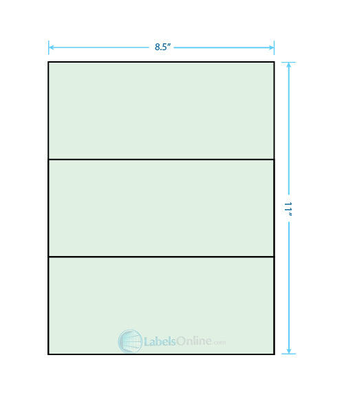 8.5" x 3.666" - 3 up - Pastel Green (Laser)