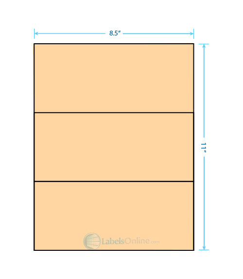 8.5" x 3.666" - 3 up - Pastel Orange (Laser)