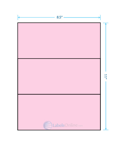 8.5" x 3.666" - 3 up - Pastel Pink (Laser)