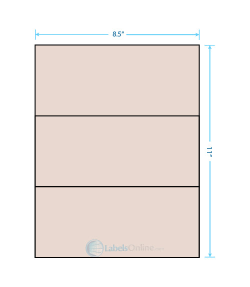 8.5" x 3.666" - 3 up - Pastel Tan (Laser)