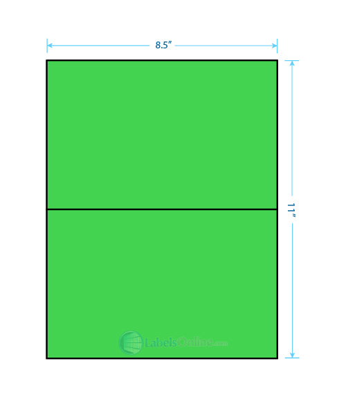 8.5" x 5.5" Barcode Labels - 2 up - Fluorescent Green