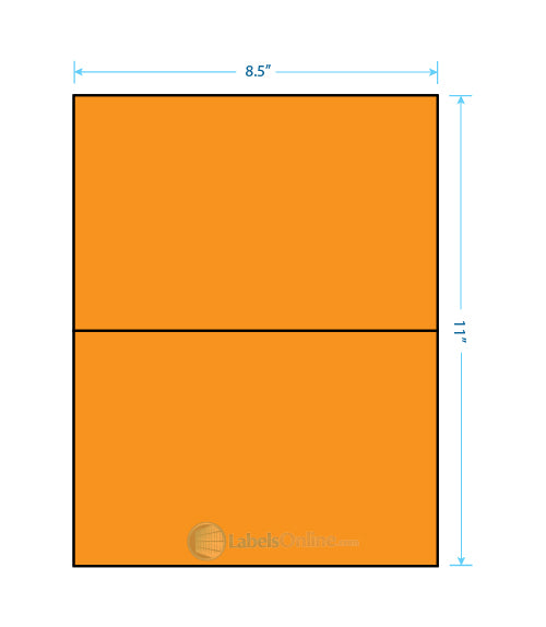 8.5" x 5.5" Barcode Labels - 2 up - Fluorescent Orange