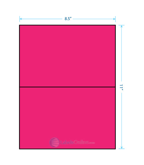 8.5" x 5.5" Barcode Labels - 2 up - Fluorescent Pink