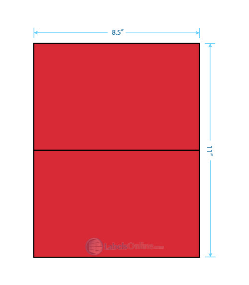 8.5" x 5.5" Barcode Labels - 2 up - Fluorescent Red