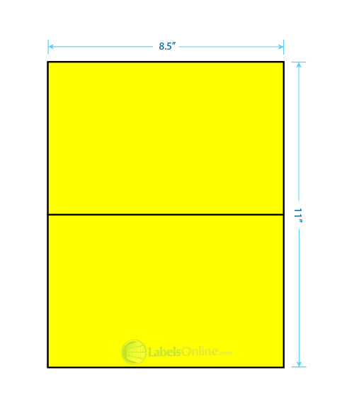 8.5" x 5.5" Barcode Labels - 2 up - Fluorescent Yellow