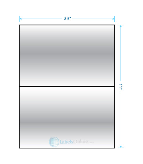 8.5" x 5.5" Barcode Labels - 2 up - Silver Foil