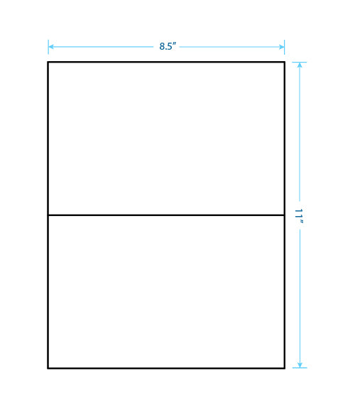 8.5" x 5.5" Laser/Inkjet Labels; 2 up (2,000 labels/case) - Standard White Matte