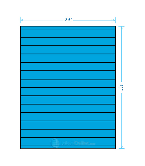 8.5" x .75" - 14 up - Fluorescent Blue (Laser)