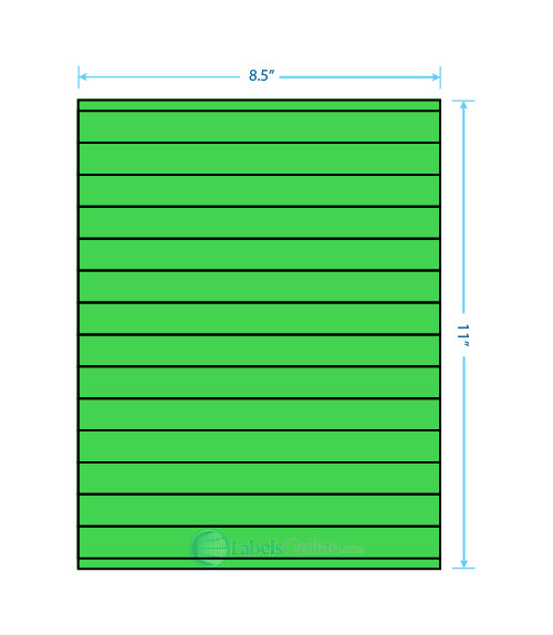 8.5" x .75" - 14 up - Fluorescent Green (Laser)