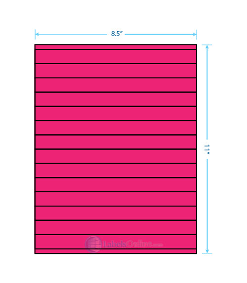 8.5" x .75" - 14 up - Fluorescent Pink (Laser)