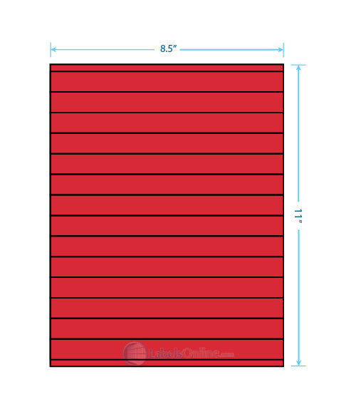 8.5" x .75" - 14 up - Fluorescent Red (Laser)