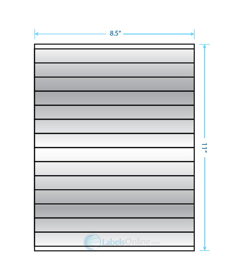 8.5" x .75" - 14 up - Silver Foil (Laser)