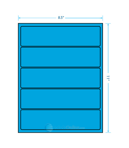 8" x 2" - 5 up - Fluorescent Blue (Laser)