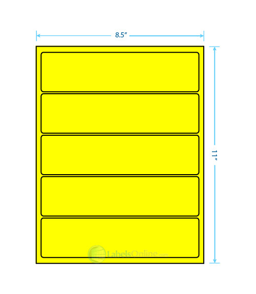 8" x 2" - 5 up - Fluorescent Yellow (Laser)