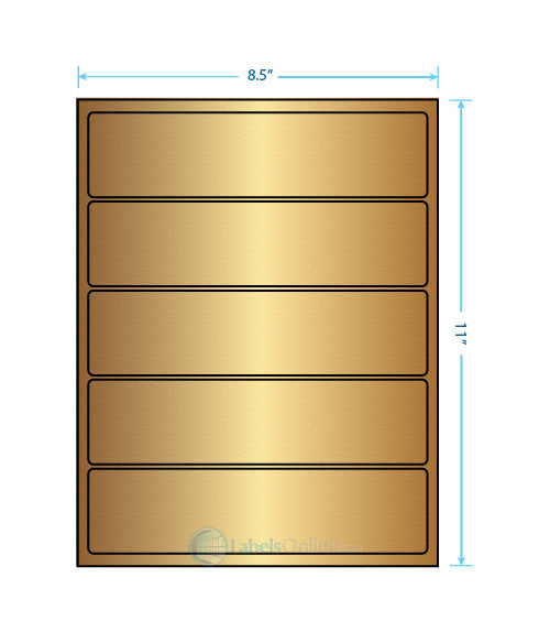 8" x 2" - 5 up - Gold Foil (Laser)