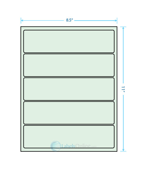 8" x 2" - 5 up - Pastel Green (Laser)