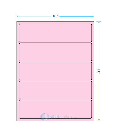 8" x 2" - 5 up - Pastel Pink (Laser)