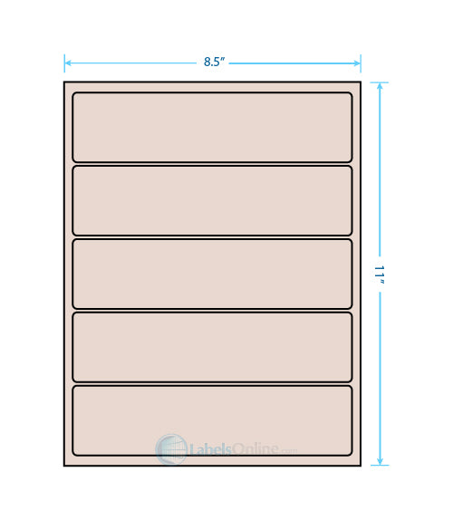 8" x 2" - 5 up - Pastel Tan (Laser)
