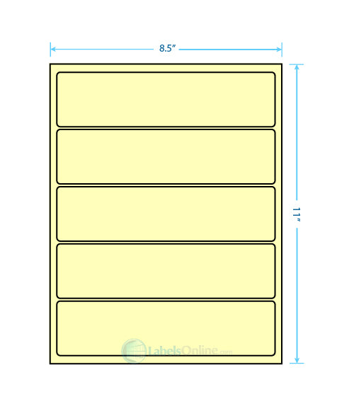 8" x 2" - 5 up - Pastel Yellow (Laser)