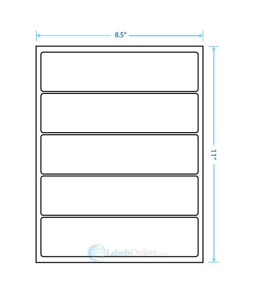 8" x 2" - 5 up - White Polyester (Laser)