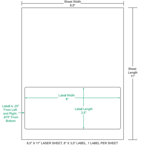 8" x 3.5" Integrated Labels; 1 up (1,500 sheets/case)