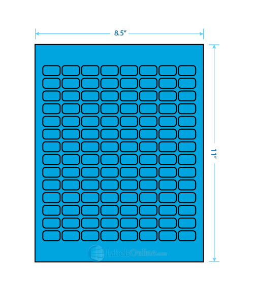 .875" x .5" - 112 up - Fluorescent Blue
