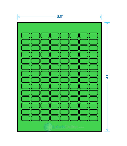 .875" x .5" - 112 up - Fluorescent Green