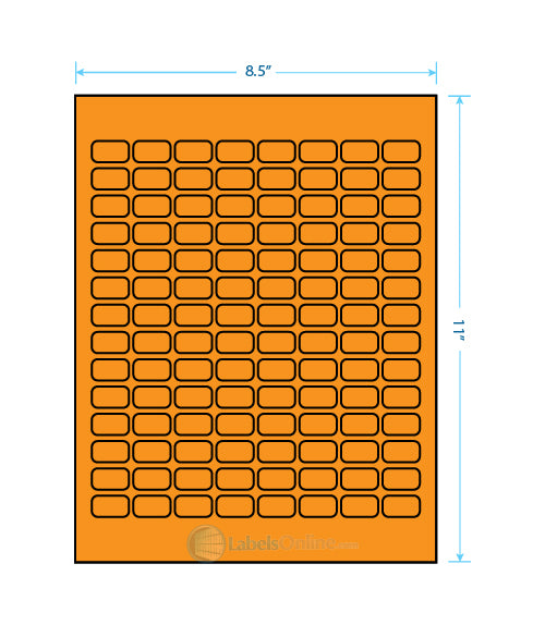 .875" x .5" - 112 up - Fluorescent Orange