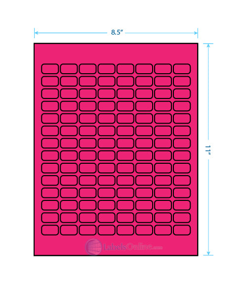 .875" x .5" - 112 up - Fluorescent Pink