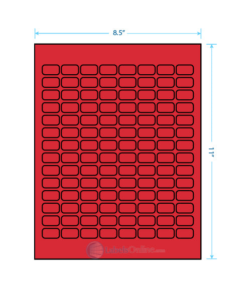 .875" x .5" - 112 up - Fluorescent Red