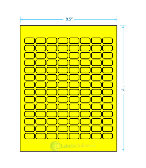 .875" x .5" - 112 up - Fluorescent Yellow
