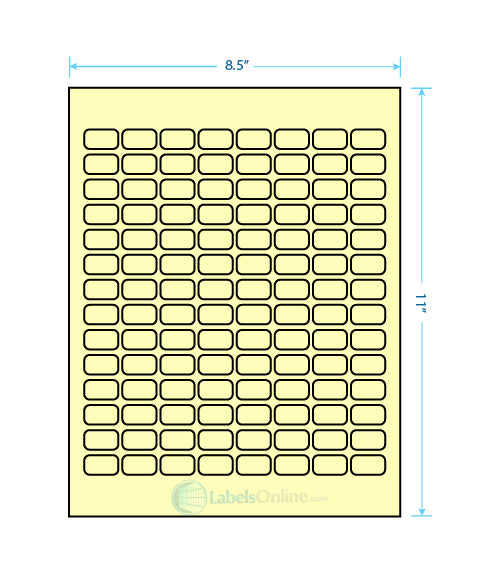 .875" x .5" - 112 up - Pastel Yellow