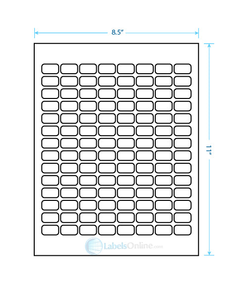 .875" x .5" - 112 up - White Polyester