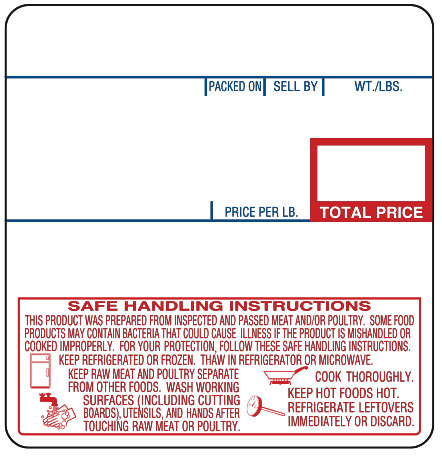 CAS LP-1000N (58mm x 60mm) UPC with Safe Handling Scale Label (6,000 labels/case) - CAS 8040