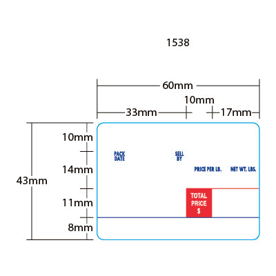Digi (60mm x 43mm) DP-120/SM-90/SM-300B - Red/Blue