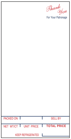 Hobart SP-80; SP-1500 (2.25" x 4.5") Style L (Style 1) Bakery Scale Labels (8,000 labels/case)