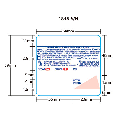 Ishida (64mm x 59mm) AC-Series, BC-3000 Astra UPC - Red/Blue w/Safe Handling