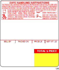 Ishida (64mm x 73mm) AC-2000, AC-3000, AC-4000, BC-3000, BC-4000 UPC, Top Safe Handling Scale Labels (6300 labels/case)