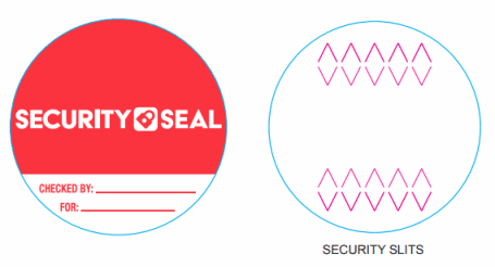 Take Out Security Seal Labels (3" circle) - 2 Rolls/case; 1,000 Labels/roll - Semi-Gloss Permanent Adhesive
